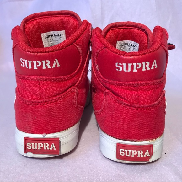 Supra all red high tops sneakers canvas lace up kicks - Picture 7 of 10